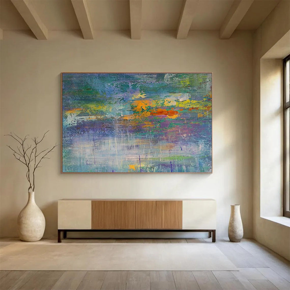 “Color Stream Abstraction” - Multicolor, Layered Abstract Expressionist Painting On Canvas DKH714