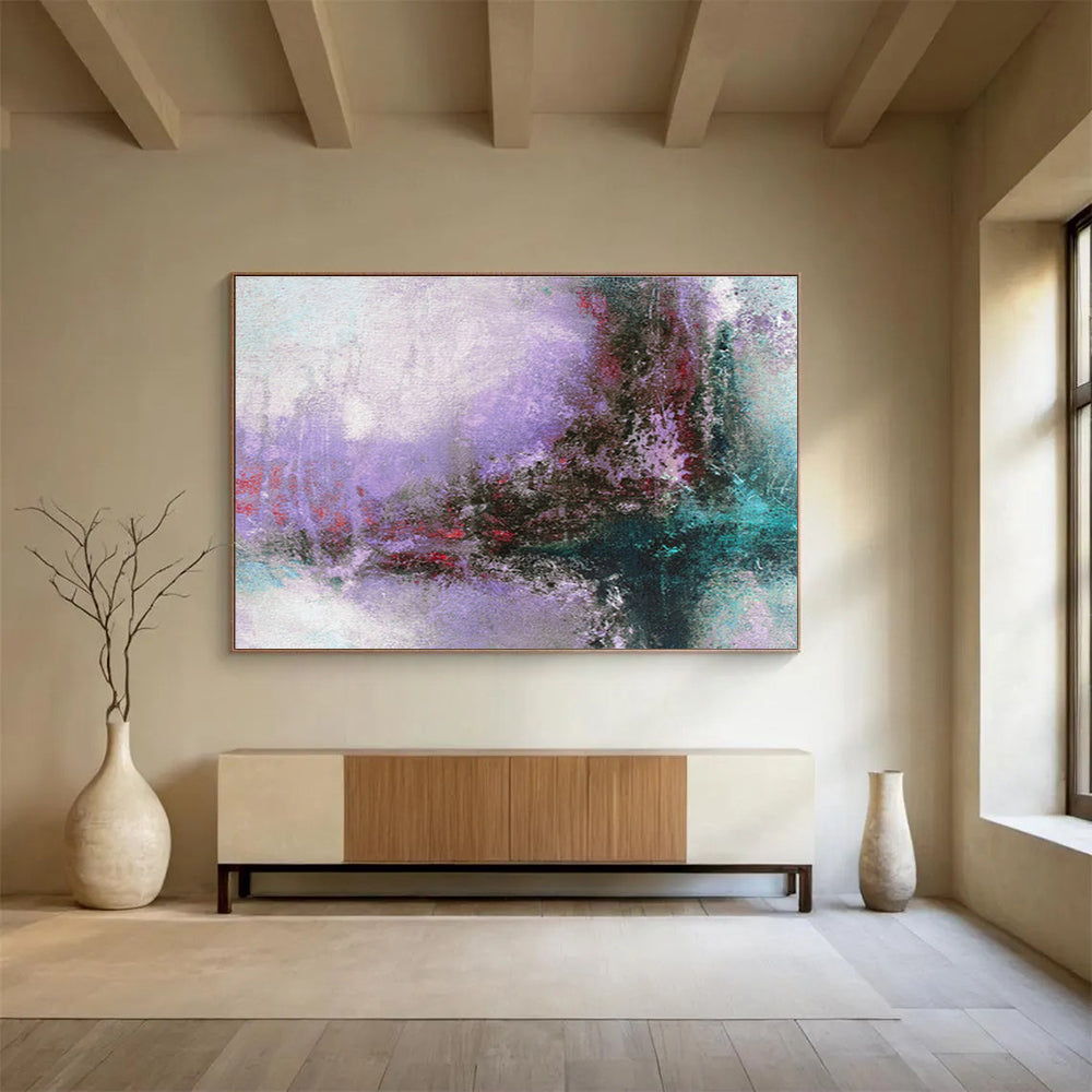 “Purple - Hued Abstract Fantasy” Abstract Symbolist Painting On Canvas DKH380