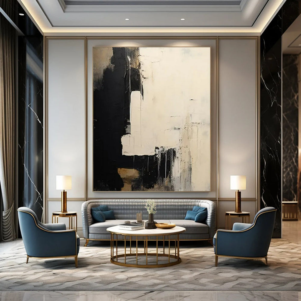 “Black & White Textured Abstract” - Abstract Painting On Canvas CT2362