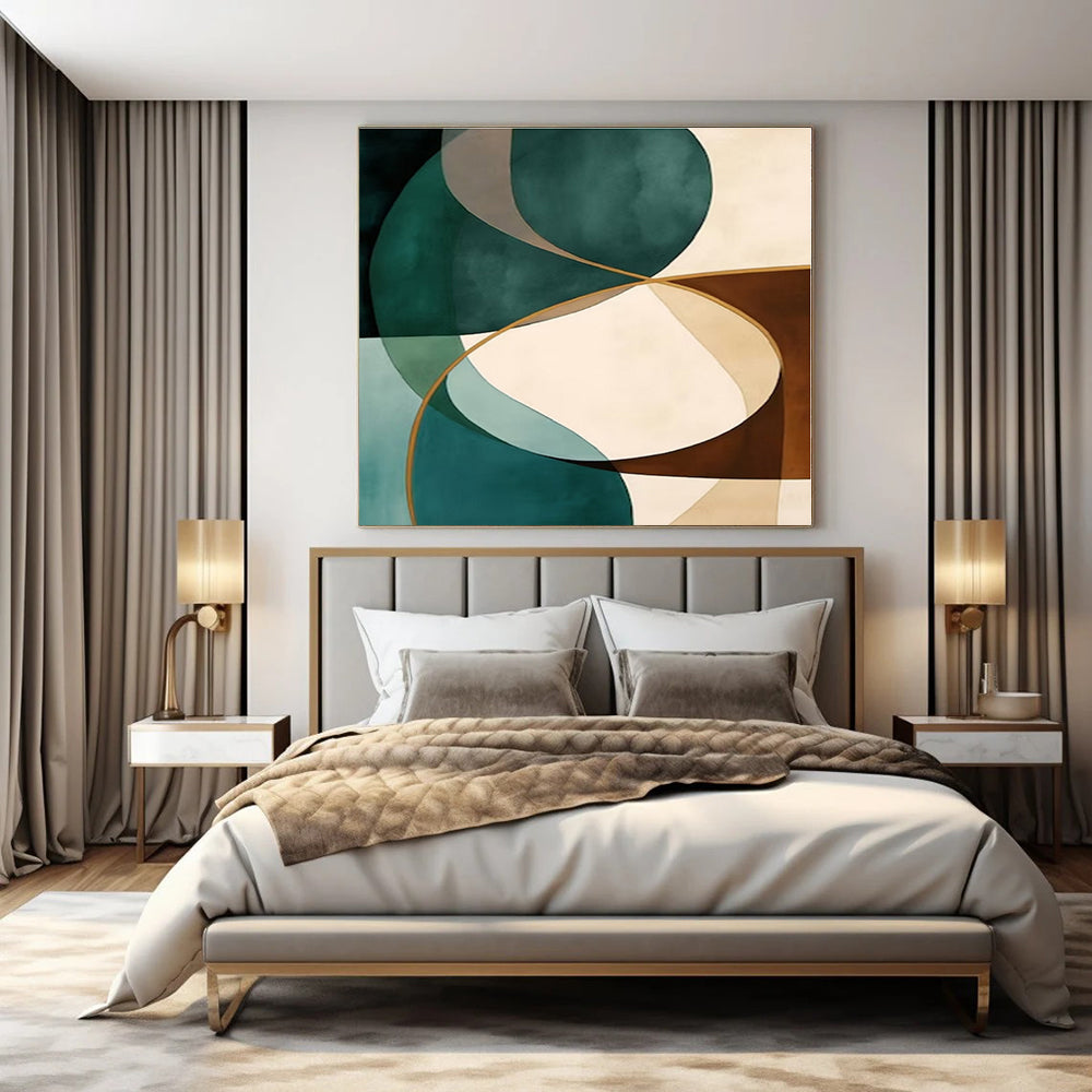 Teal & Brown Intertwined Shapes - Abstract Geometric Acrylic CT1264