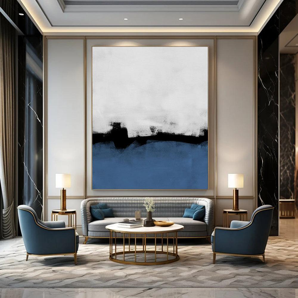 “Monochrome Blues and Whites - Minimalist Abstract” - Acrylic Abstract Art CT1964
