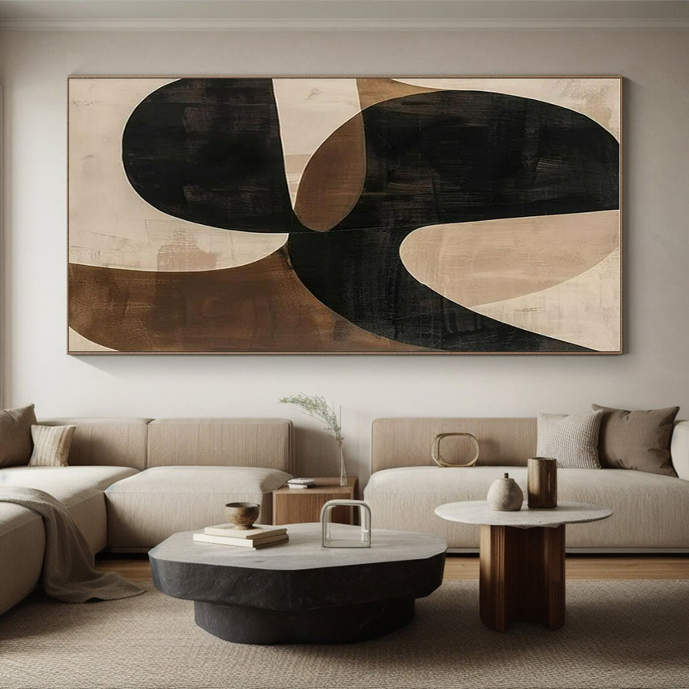 “Intertwined Black - Brown Curves” ,Abstract Organic Art CT0869