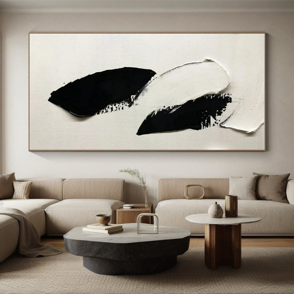 Bold Black - White Strokes, "Dramatic Contrast" - Abstract Acrylic Painting CT0710