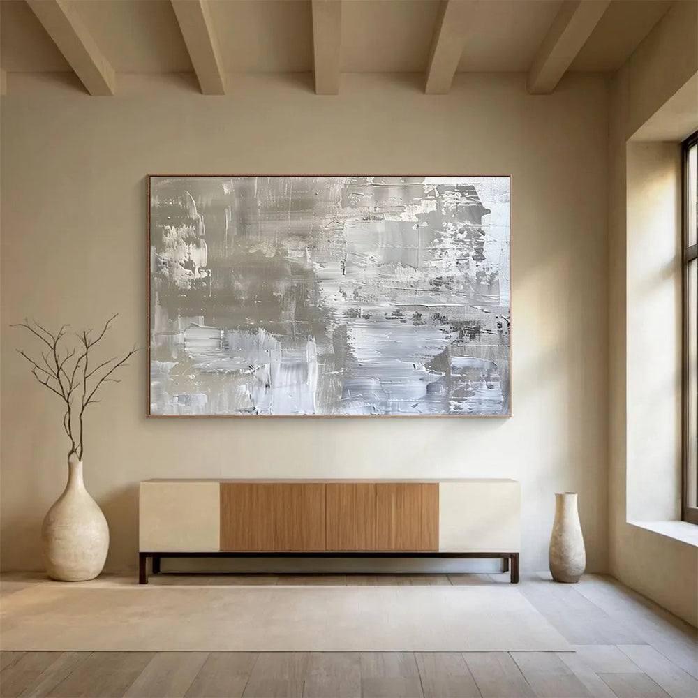 “Monochrome Textured Abstraction” Abstract Painting On Canvas DLZ104