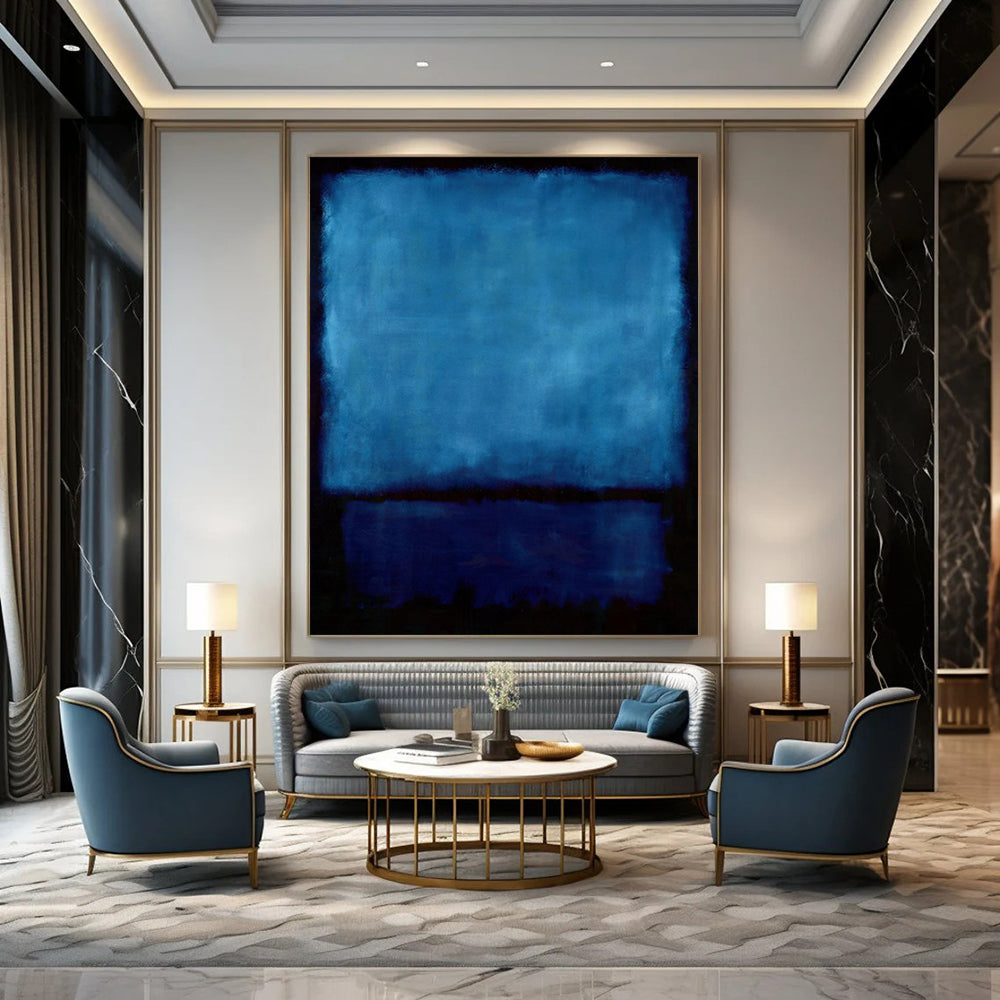 “Deep Blue on Black” - Rothko - Style Color Field Art CT1943