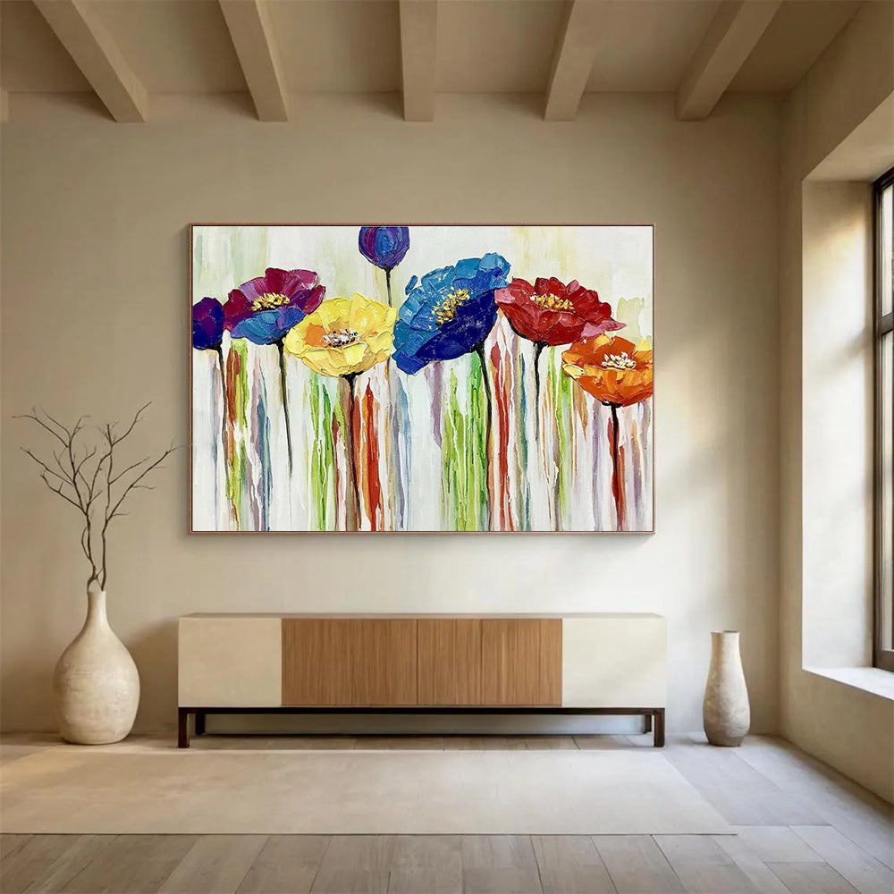“Colorful Impasto Flowers” - Vibrant Floral Painting On Canvas DKH783