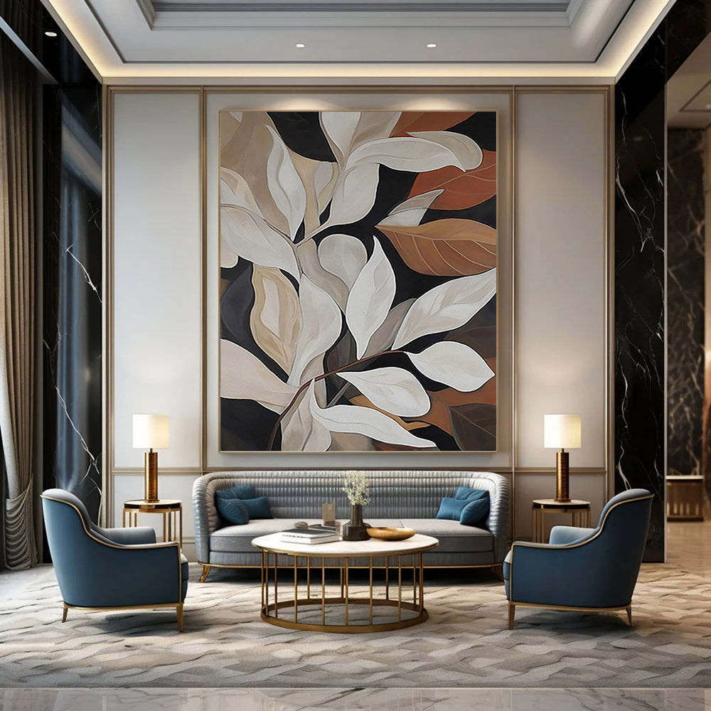“Neutral - Toned Leafy Abstract” - Nature - Inspired Painting On Canvas DKH1125
