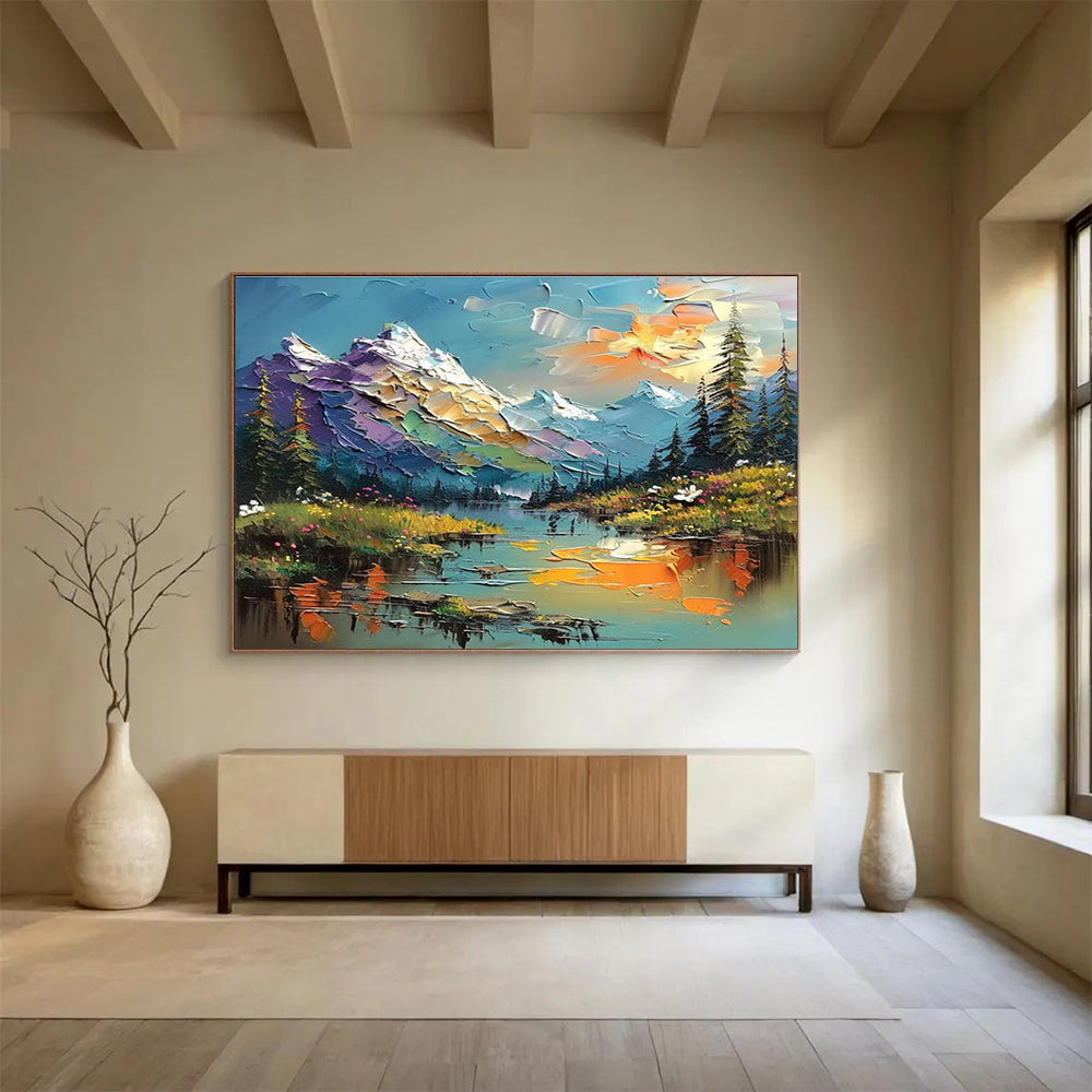 “Colorful Mountain Landscape” - Impasto Scenery Painting On Canvas DKH826