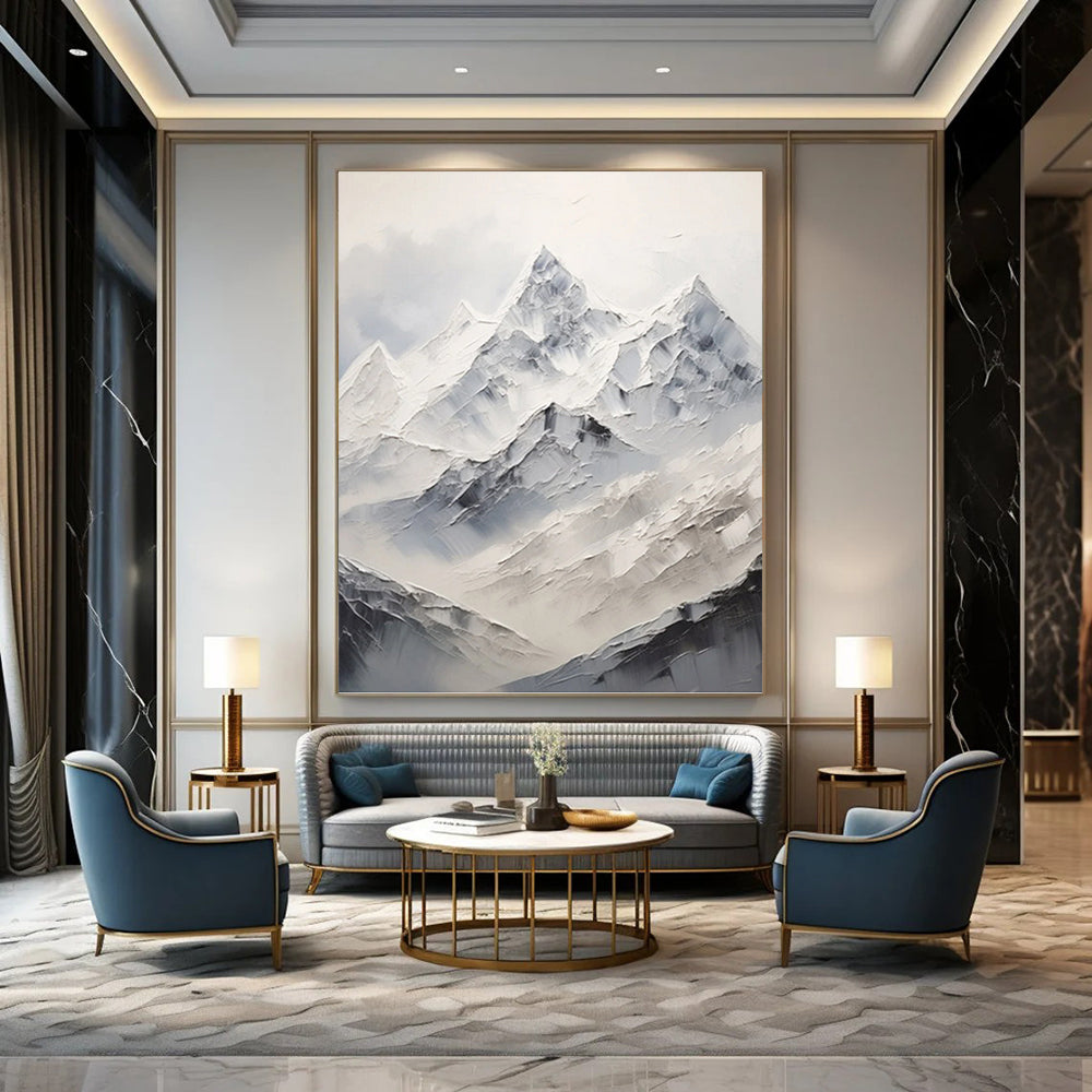 Snowy Mountain Peaks - Abstract Landscape Painting On Canvas DKH1248