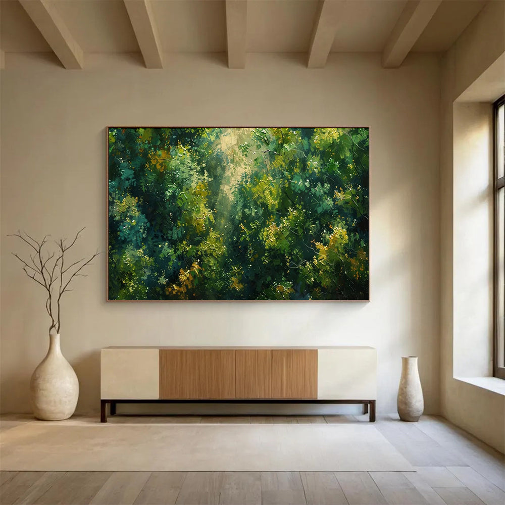 “Sunlit Forest Canopy” - Impressionistic Landscape Painting On Canvas DKH811