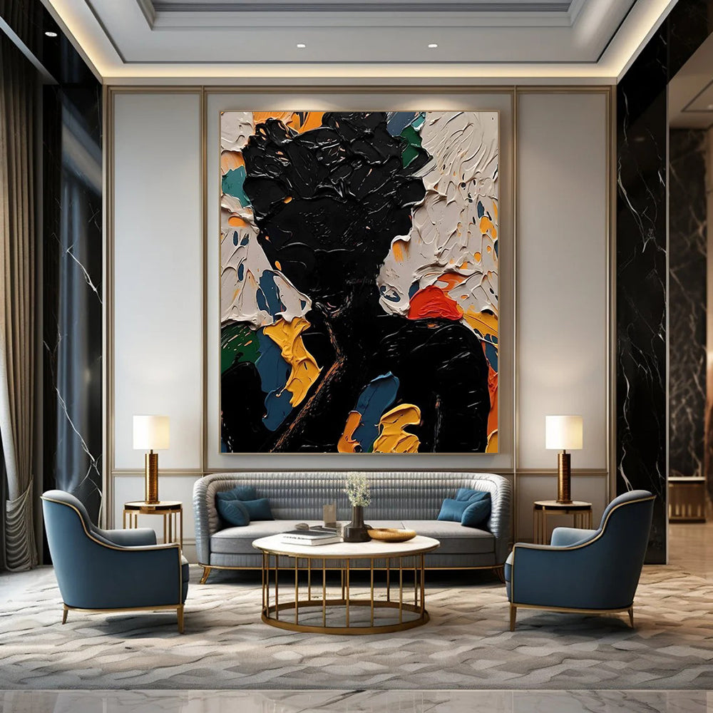 “Colorful Abstract Figure” - Multicolor, Textured Figurative Painting On Canvas DTP308