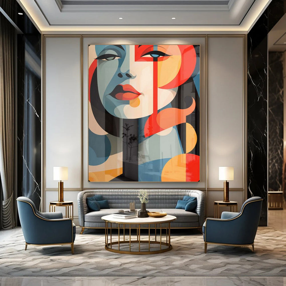 “Colorful Geometric Portrait” – Cubist - Inspired Digital Art On Canvas CT2172