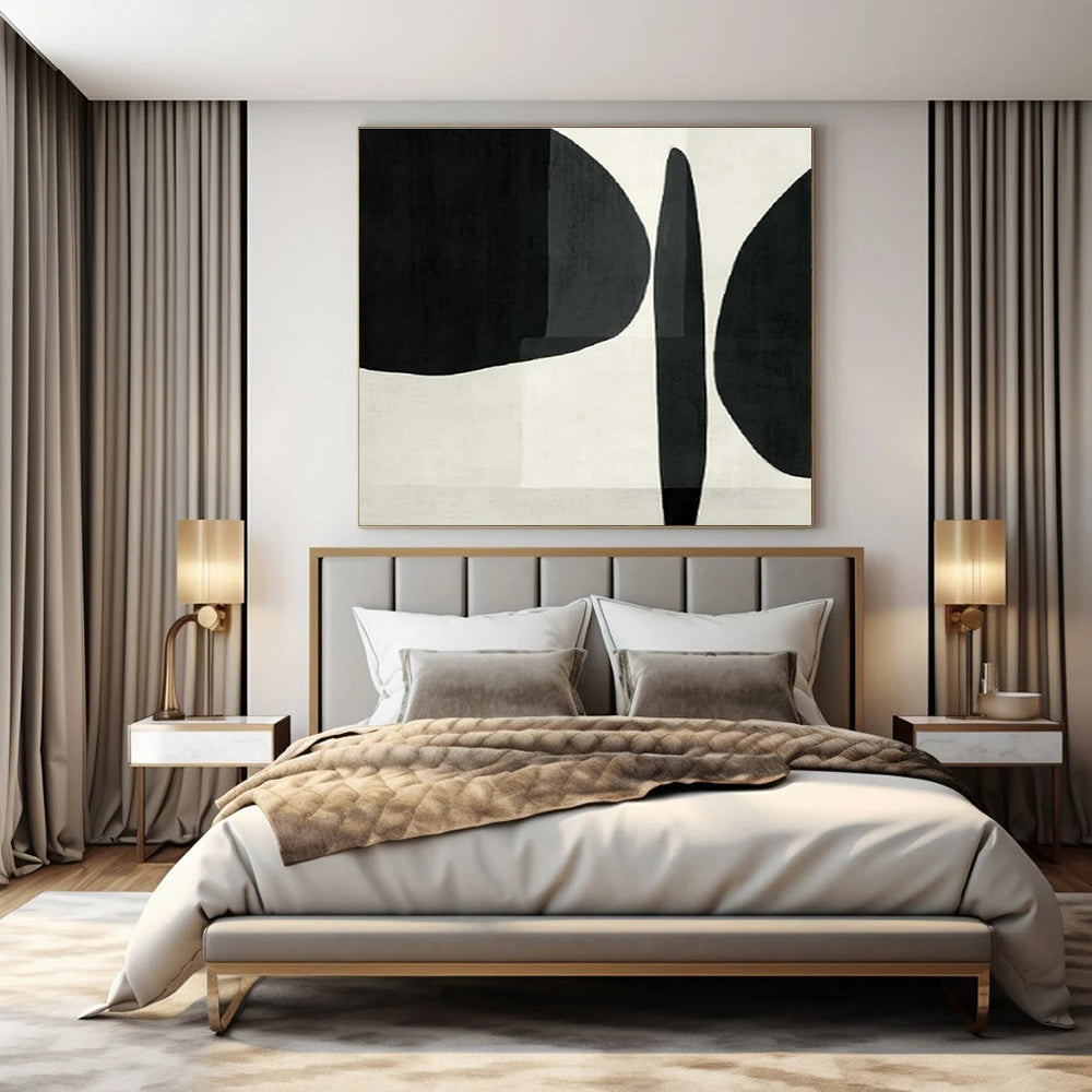 Black - White Abstract Forms I - Minimalist Abstract Ink Painting CT1426
