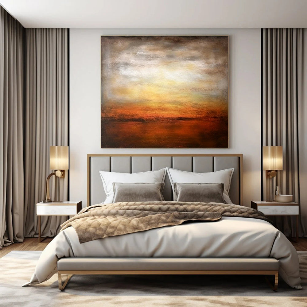 “Warm Sunset Landscape” ,Abstract Landscape Oil Painting CT0917