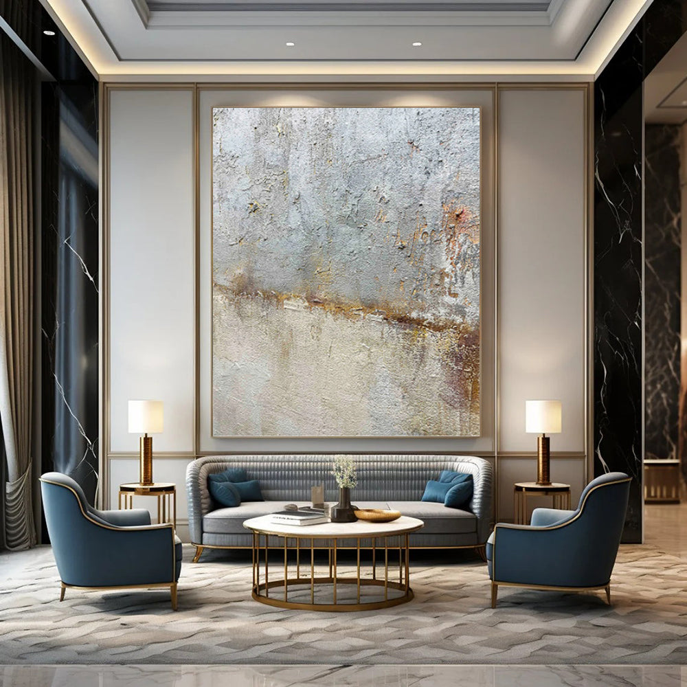 “Rustic Textures” - Gray & Brown Weathered Surface Painting On Canvas DKH1508