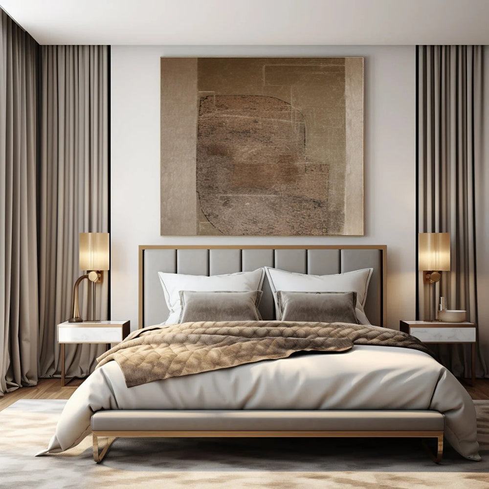 Vintage Map - Like Textures in Brown - Mixed - Media Abstract CT1286
