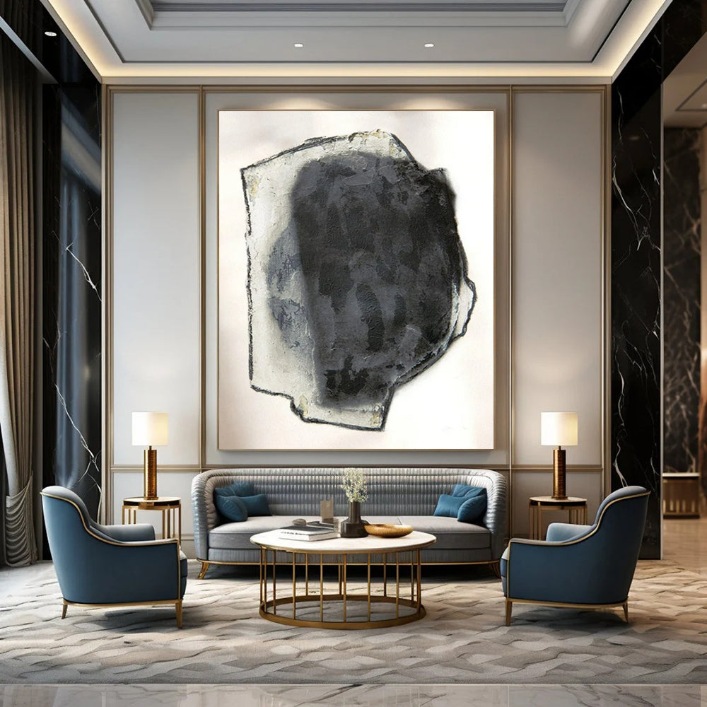 “Gray & Black Abstraction” - Subtle Abstract Painting On Canvas CT2252
