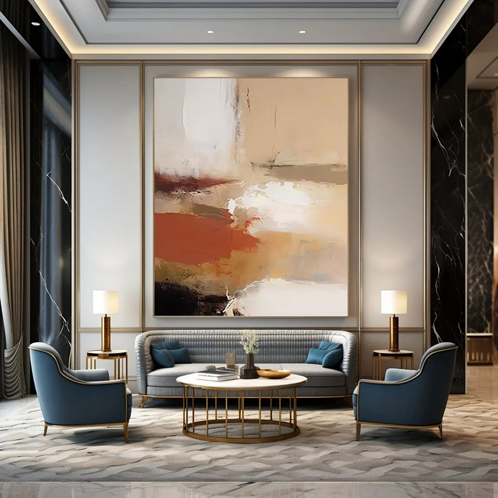 Earth & White Abstract - Abstract Expressionist Painting On Canvas DKH1245