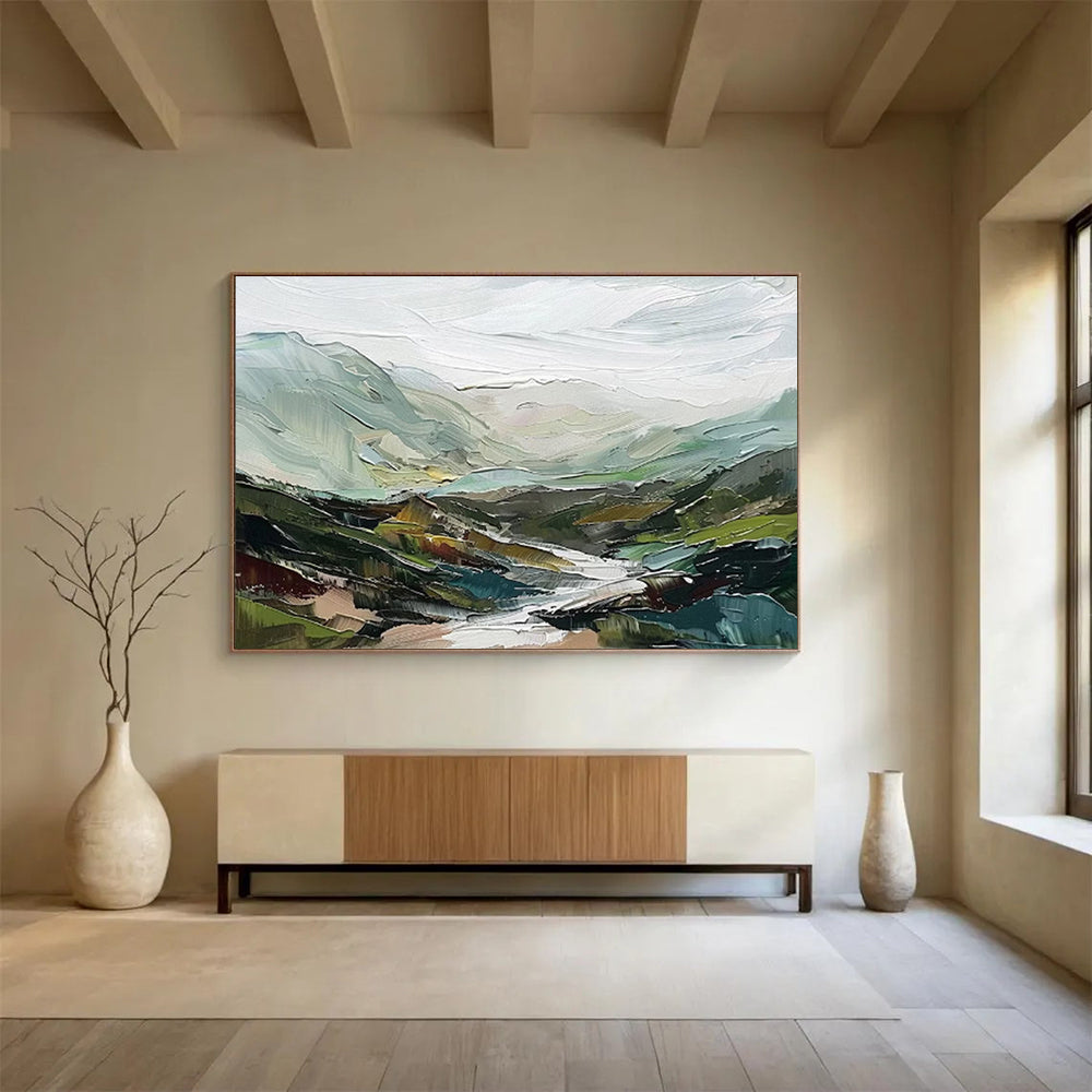 “Colorful Mountain Valley” Impasto Landscape Painting On Canvas DKH468