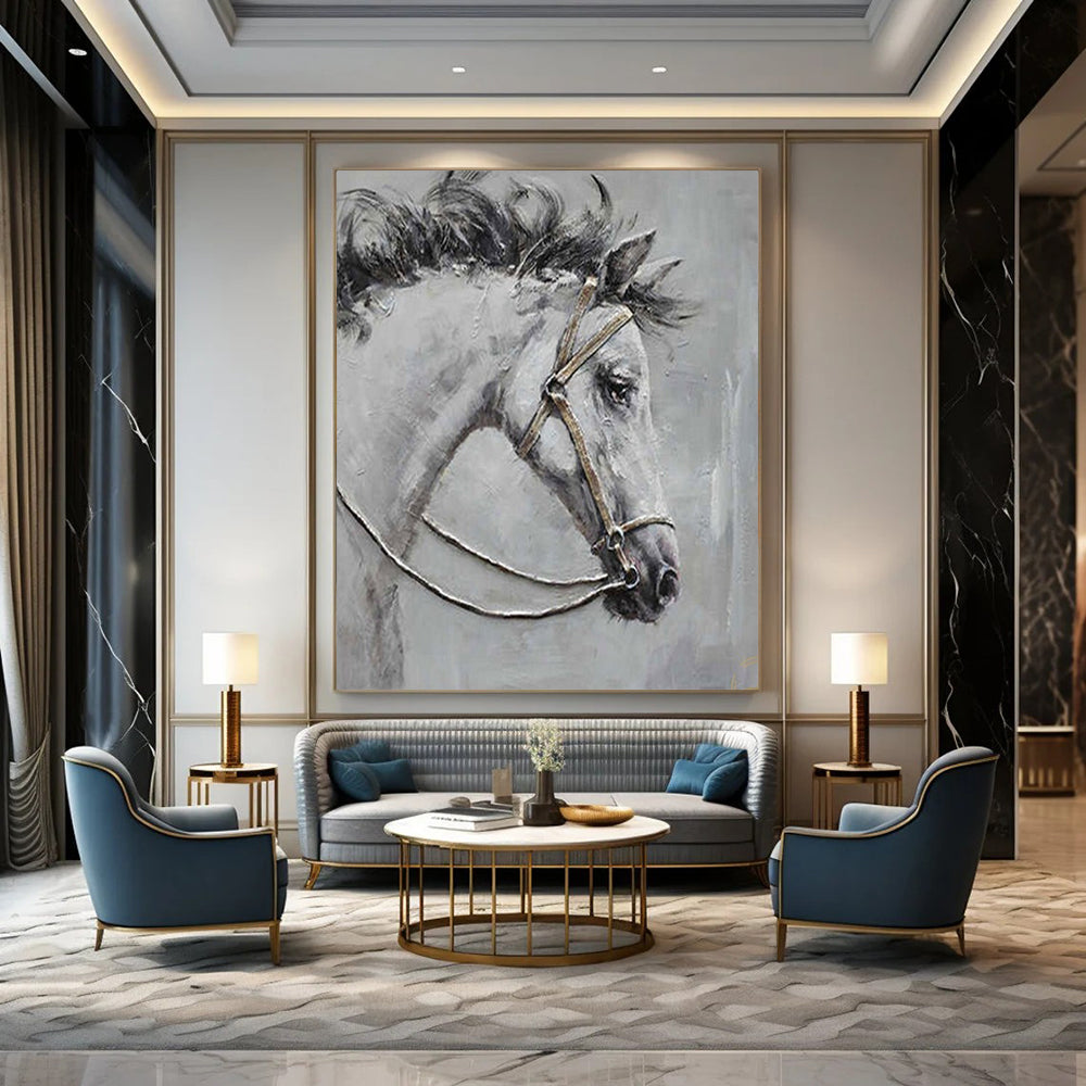 “Textured Horse Portrait” – Impasto Oil Painting On Canvas CT2179