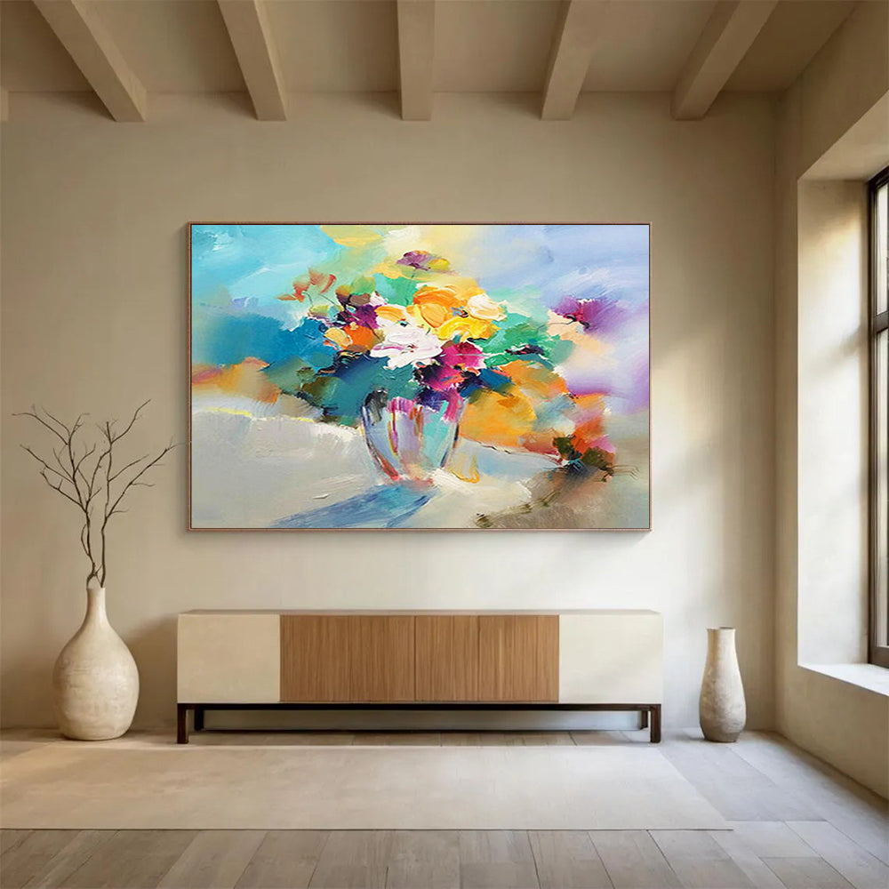 Colorful Flower Bouquet - Impressionist Still Life Painting On Canvas DLZ191