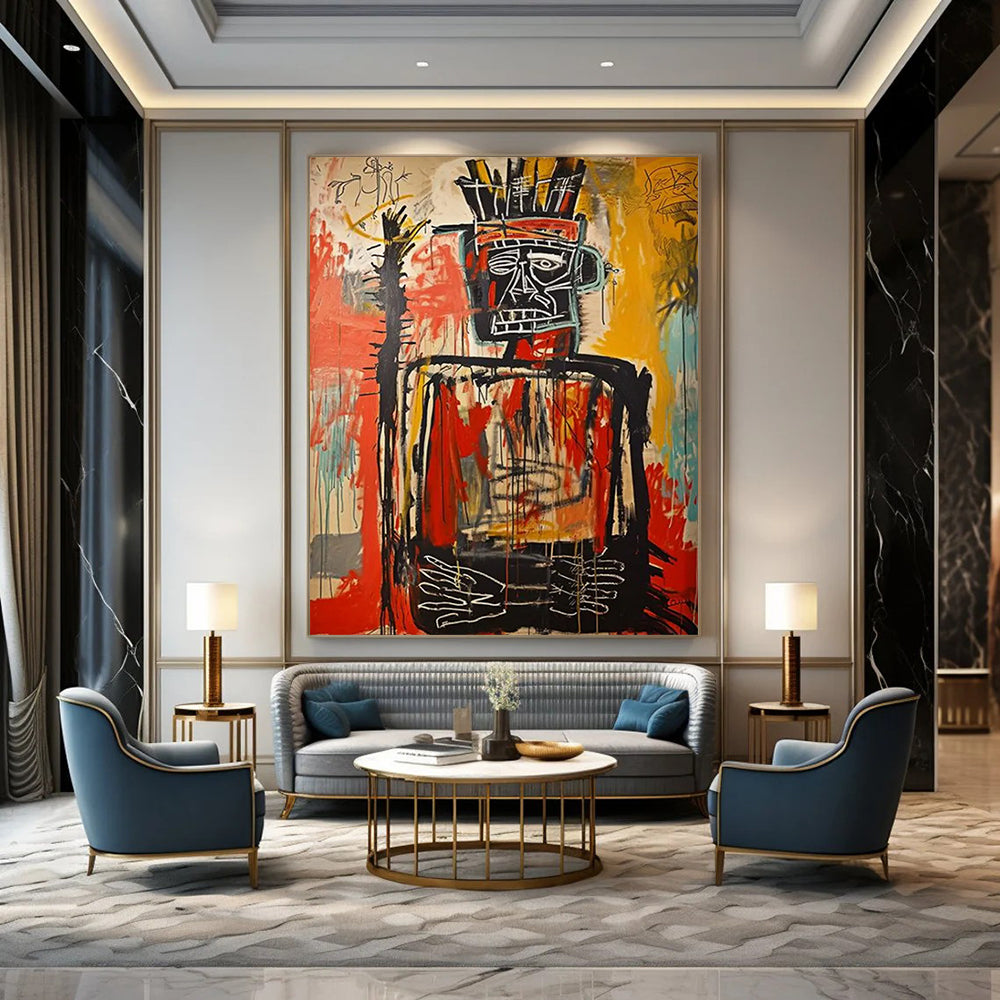 “Regal Tribal Figure” - Basquiat - Inspired Street Art Painting On Canvas DTP108