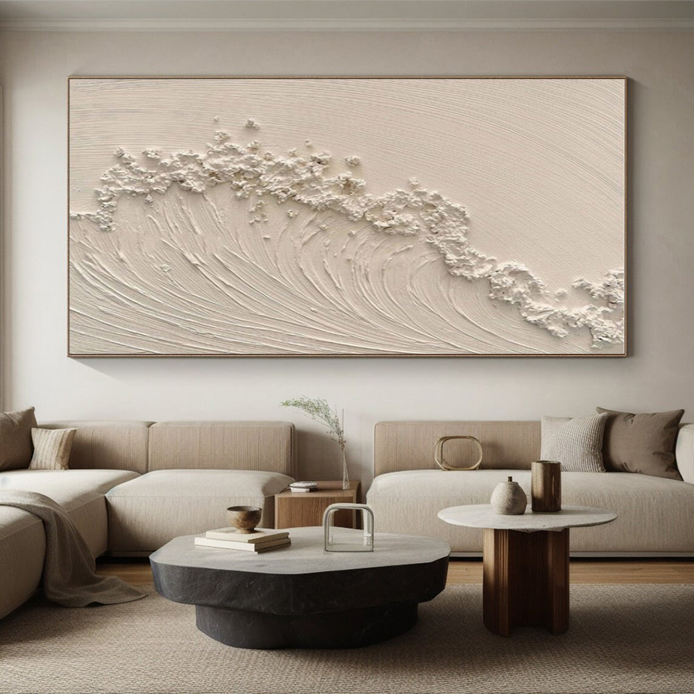 “Textured White Wavelet”,Abstract Impasto Style CT0681