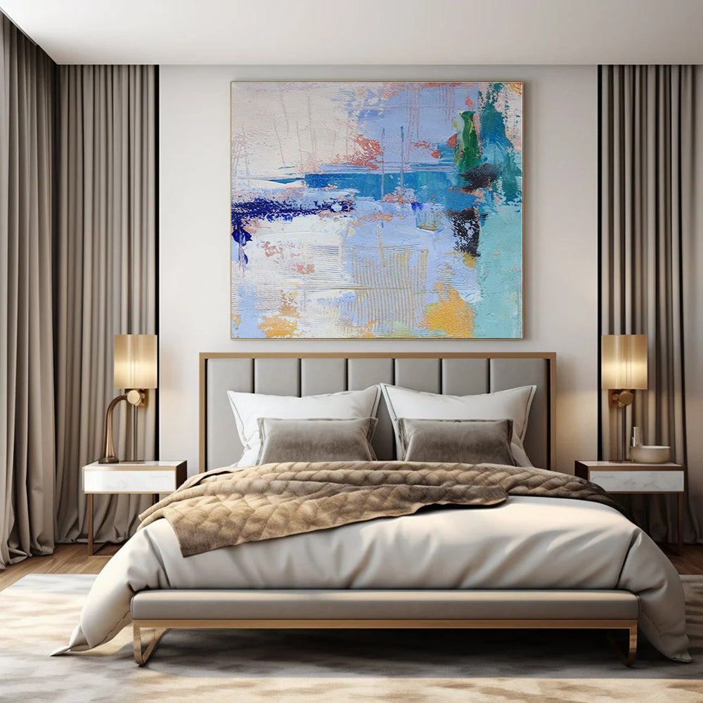 Blue - based Colorful Abstract - Abstract Expressionist Acrylic Painting CT1386