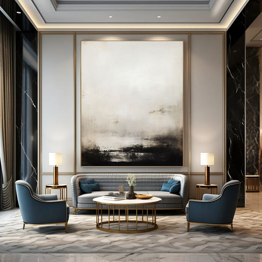 Monochromatic Gray and White Abstract - Abstract Painting On Canvas DKH1498