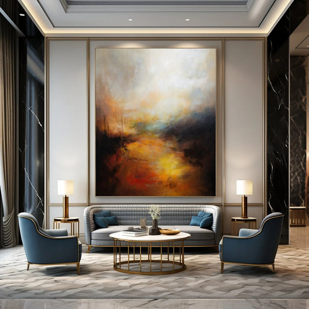 “Warm - Toned Abstract Landscape” - Abstract Painting On Canvas CT2333