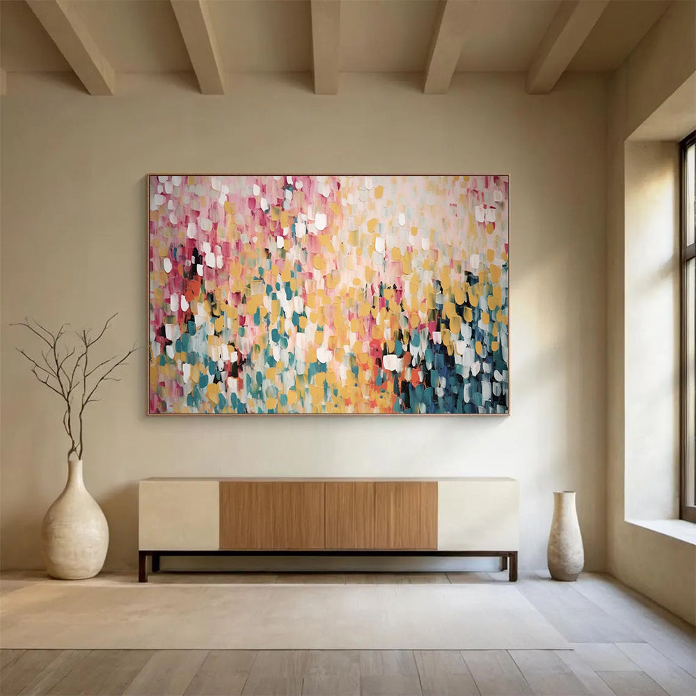 “Colorful Dot Burst” Abstract Pointillism Painting On Canvas DLZ166