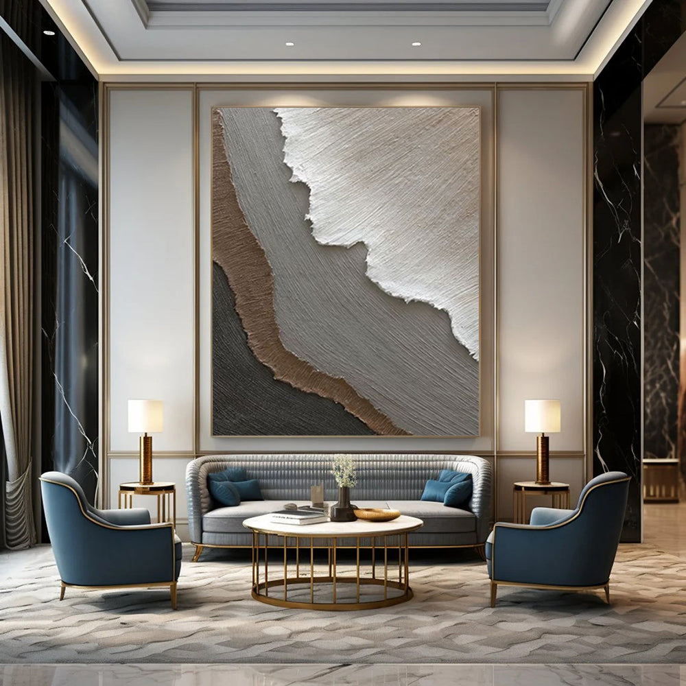 “Neutral Layered Abstraction - Gray, Brown, White Textured Art” Painting On Canvas DTP269