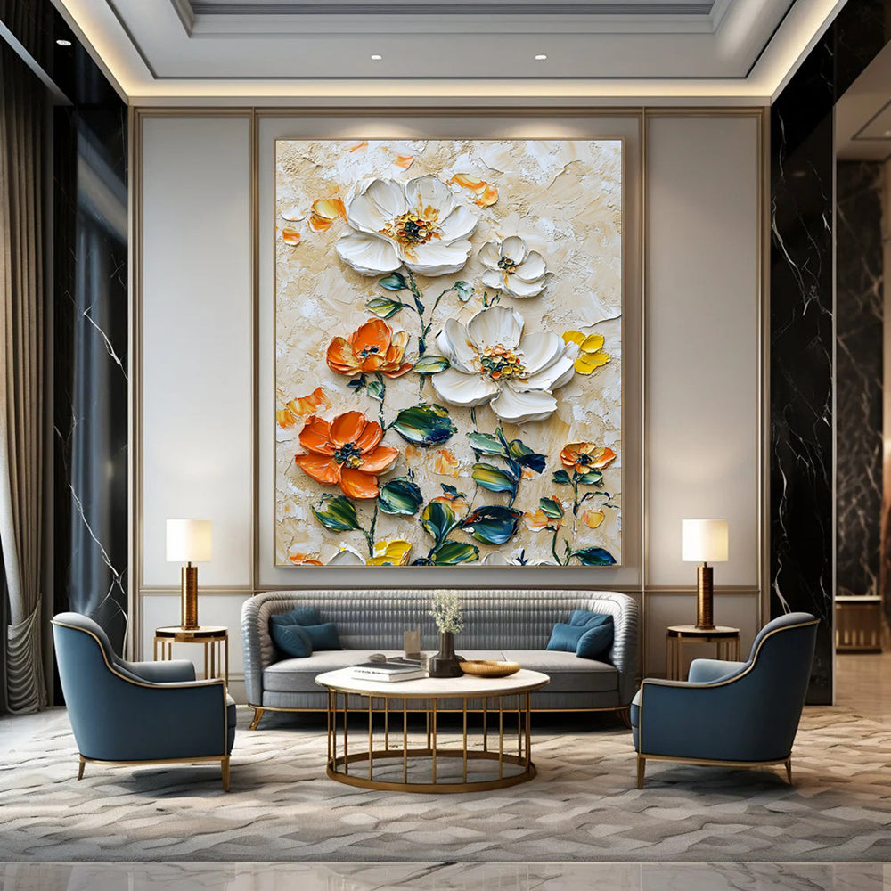 “3D Floral Burst” – Impasto Flower Oil Art CT2068