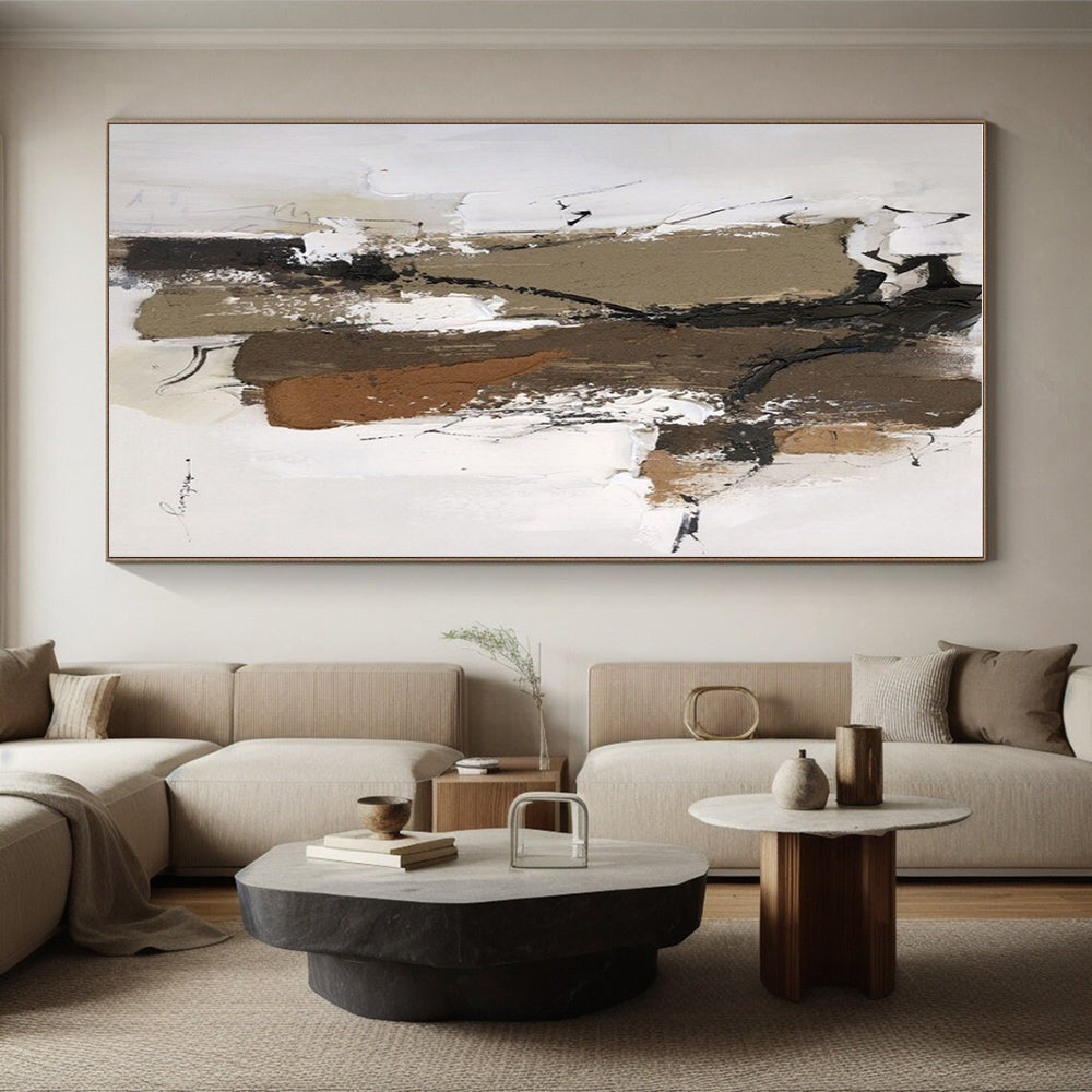 “Brown - Black - White Textured Forms” ,Abstract Acrylic Painting CT0794