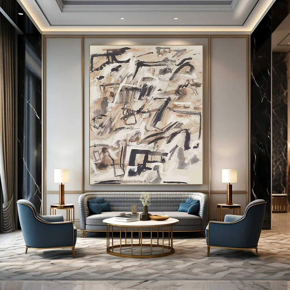 “Brown - Gray Abstract Chaos” - Abstract Expressionist Painting On Canvas DTP143