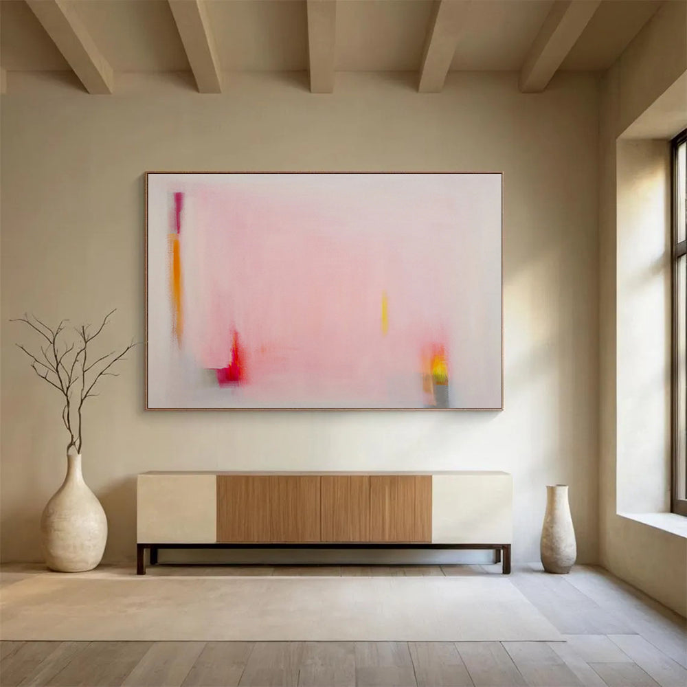 Minimalist Pink Abstract - Subtle Color Accents and Calm Composition Painting On Canvas DKH057