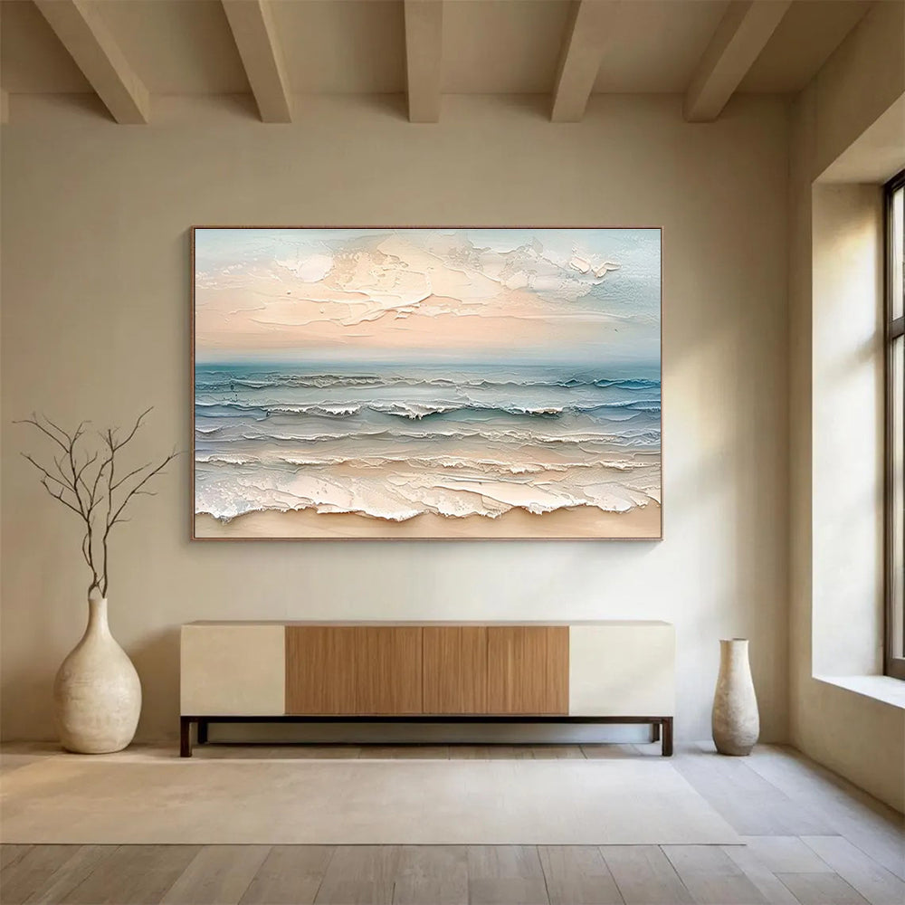 “Textured Pastel Sea and Sky” - 3D - Like Seascape Painting On Canvas DKH795