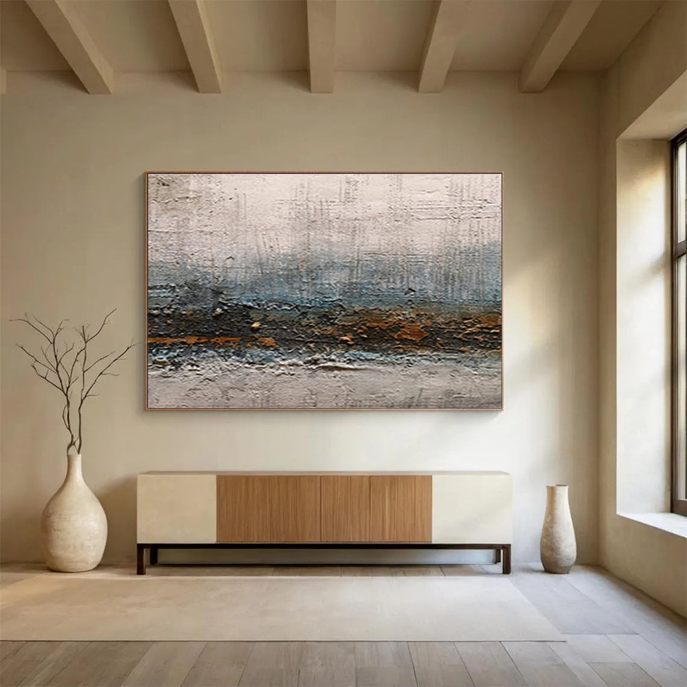 “Textured Neutral Tones” Abstract Mixed - Media Painting On Canvas DKH374