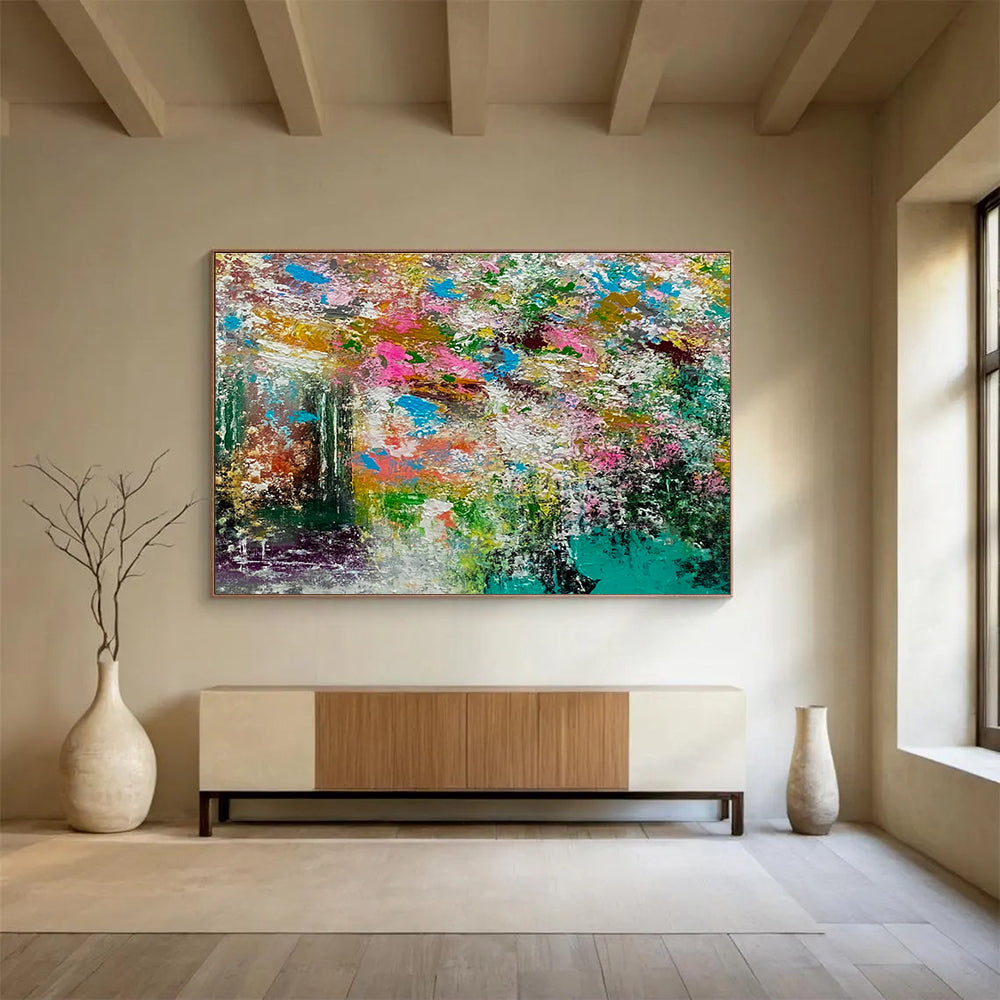 Vibrant Abstract Garden - Colorful Floral Abstract Painting On Canvas DKH919