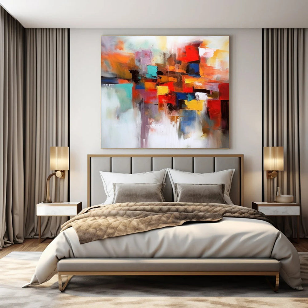 “Color - Blocked Abstract” ,Abstract Geometric Acrylic Art CT0925