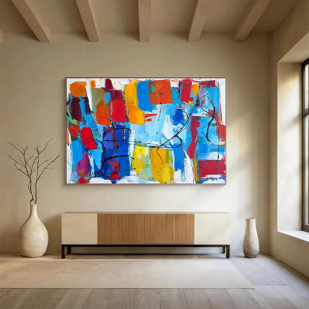 Colorful Abstract Blocks - Abstract Cubist - Inspired Painting On Canvas DKH605