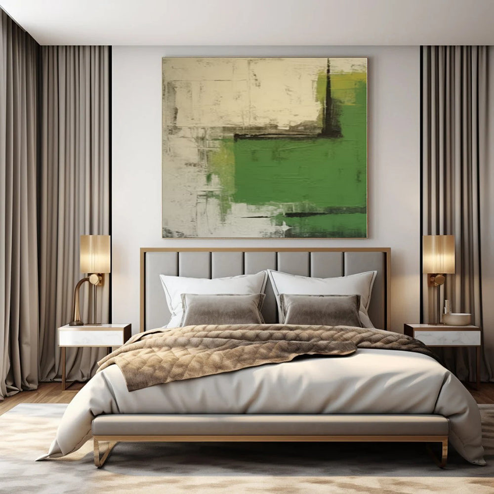 Green, Grey & Black Geometric - Abstract Geometric Acrylic On Canvas CT1297