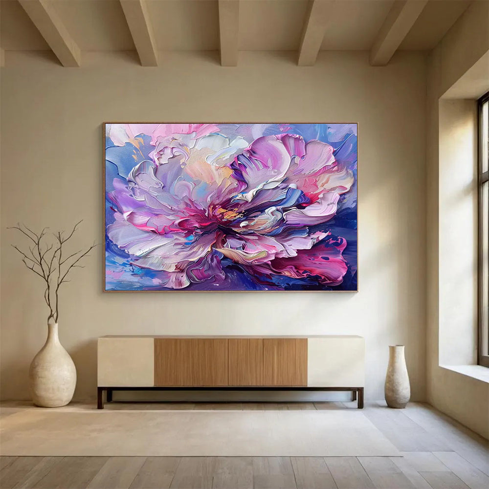 Vibrant Pink - Purple Floral Painting On Canvas DKH681