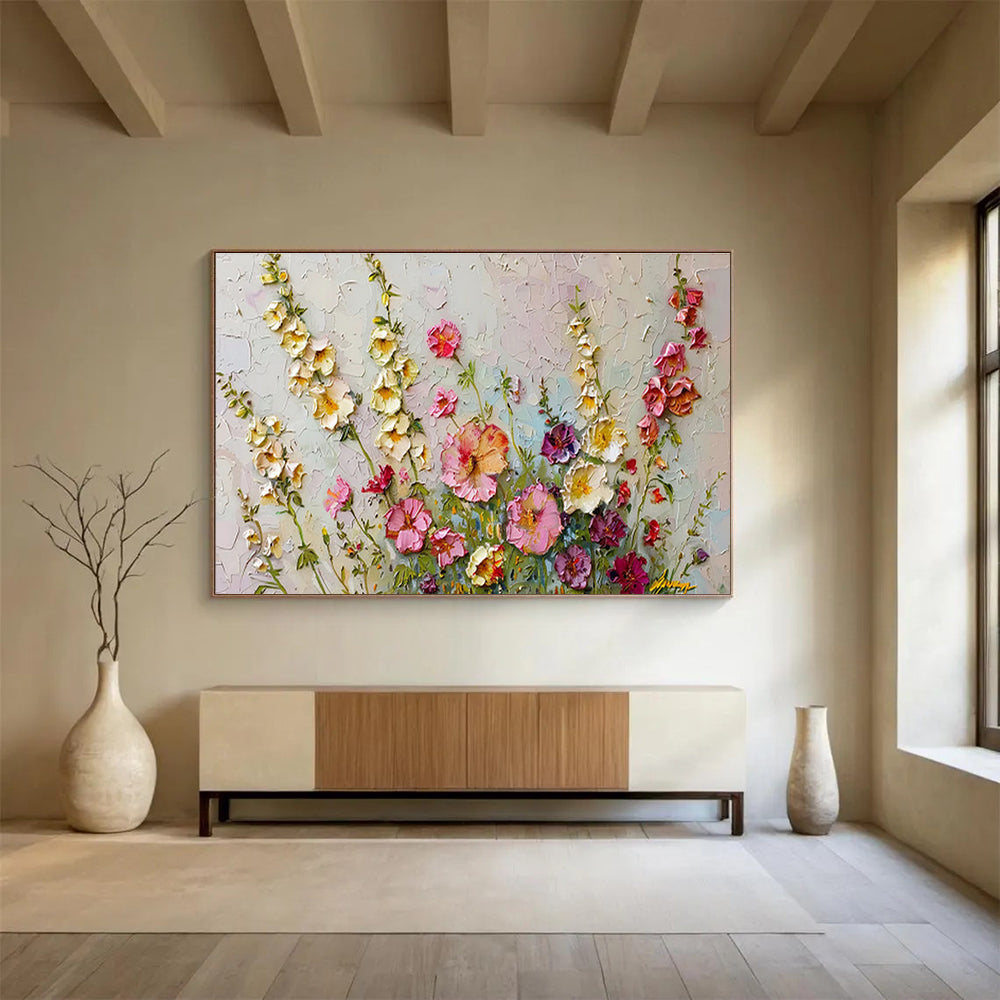 “Colorful Wildflowers”:Impasto Floral Still - Life Painting On Canvas DKH260