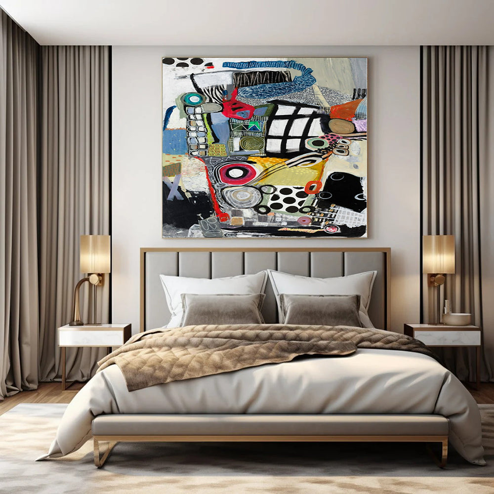 “Eclectic Colorful Abstract Collage” – Mixed - Media Abstract Art CT1172