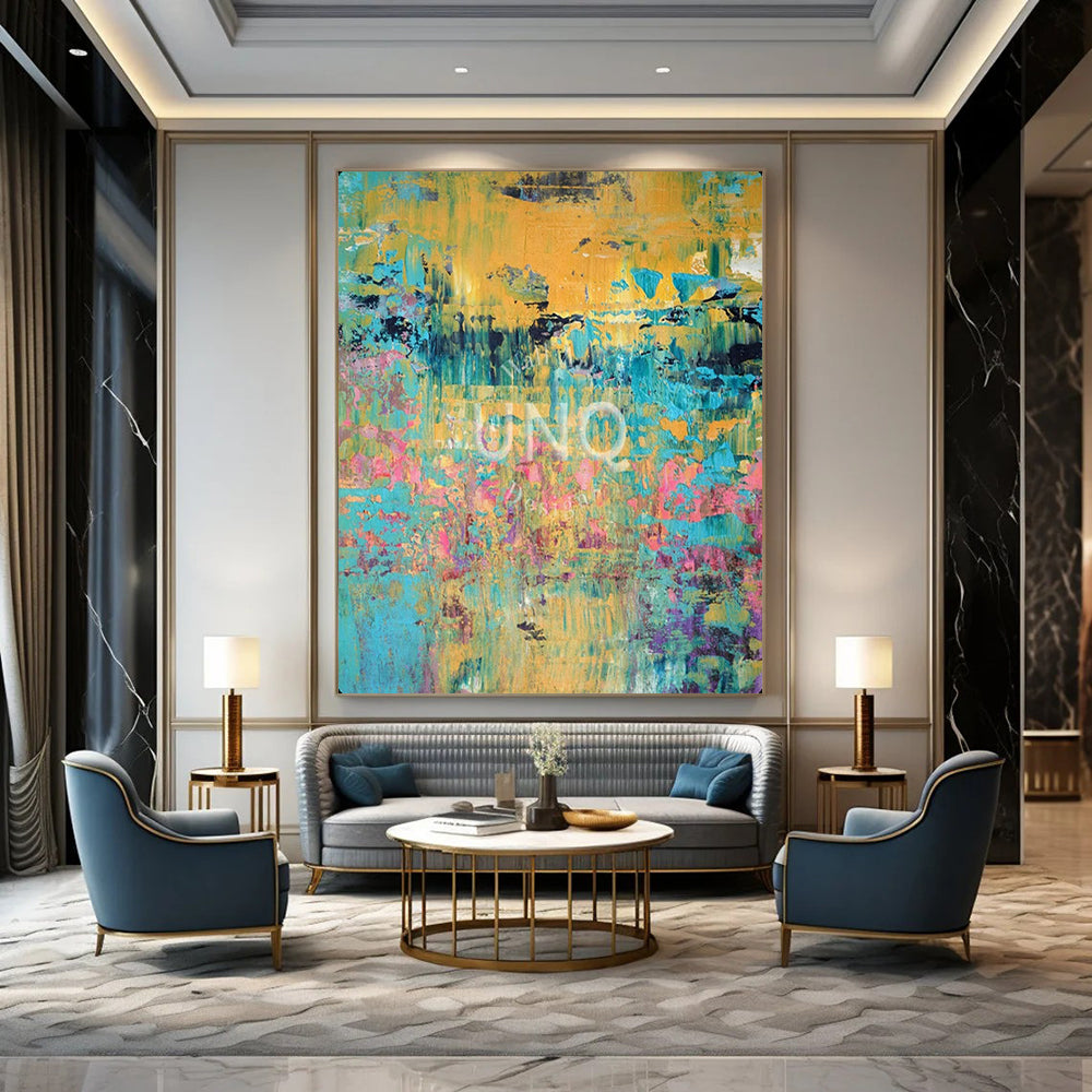 “Colorful Abstract Textured Art” – Impasto Oil Painting On Canvas CT2167