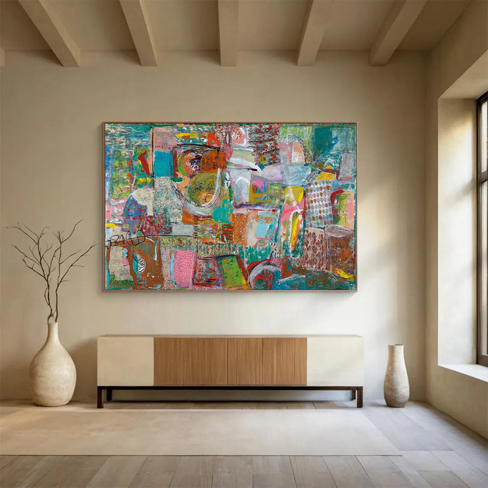 Mixed - Color Abstract Collage - Abstract Painting On Canvas DLZ236