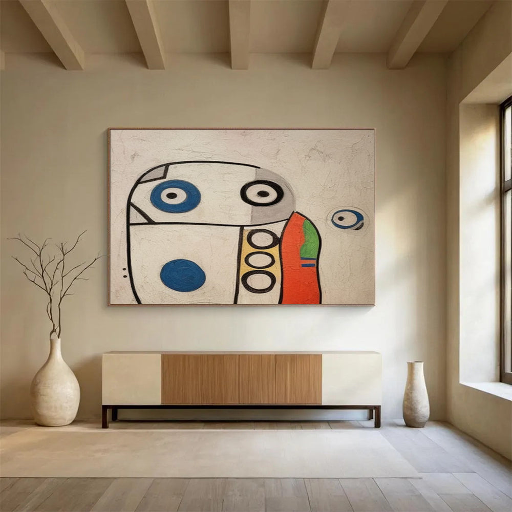 “Color - Blocked, Whimsical Creature ‘Playful Doodle’” - Abstract Figure Painting On Canvas DLZ001