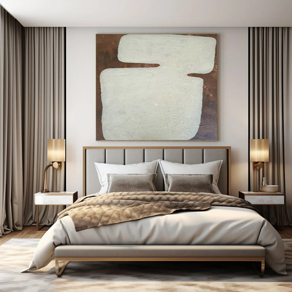 “Cream - Brown Textured Form” – Abstract Textured Form Art CT1000