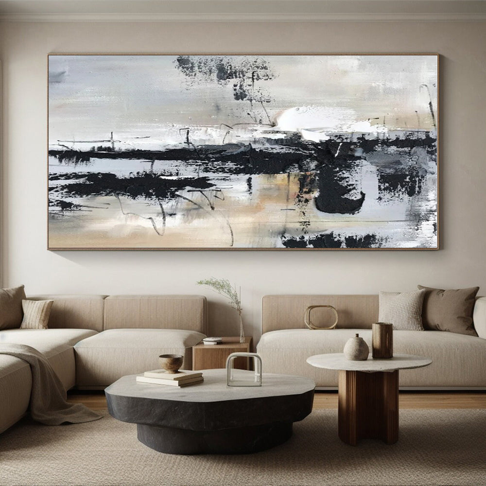 “Black - White - Gray Textured Chaos” ,Abstract Acrylic Painting CT0808